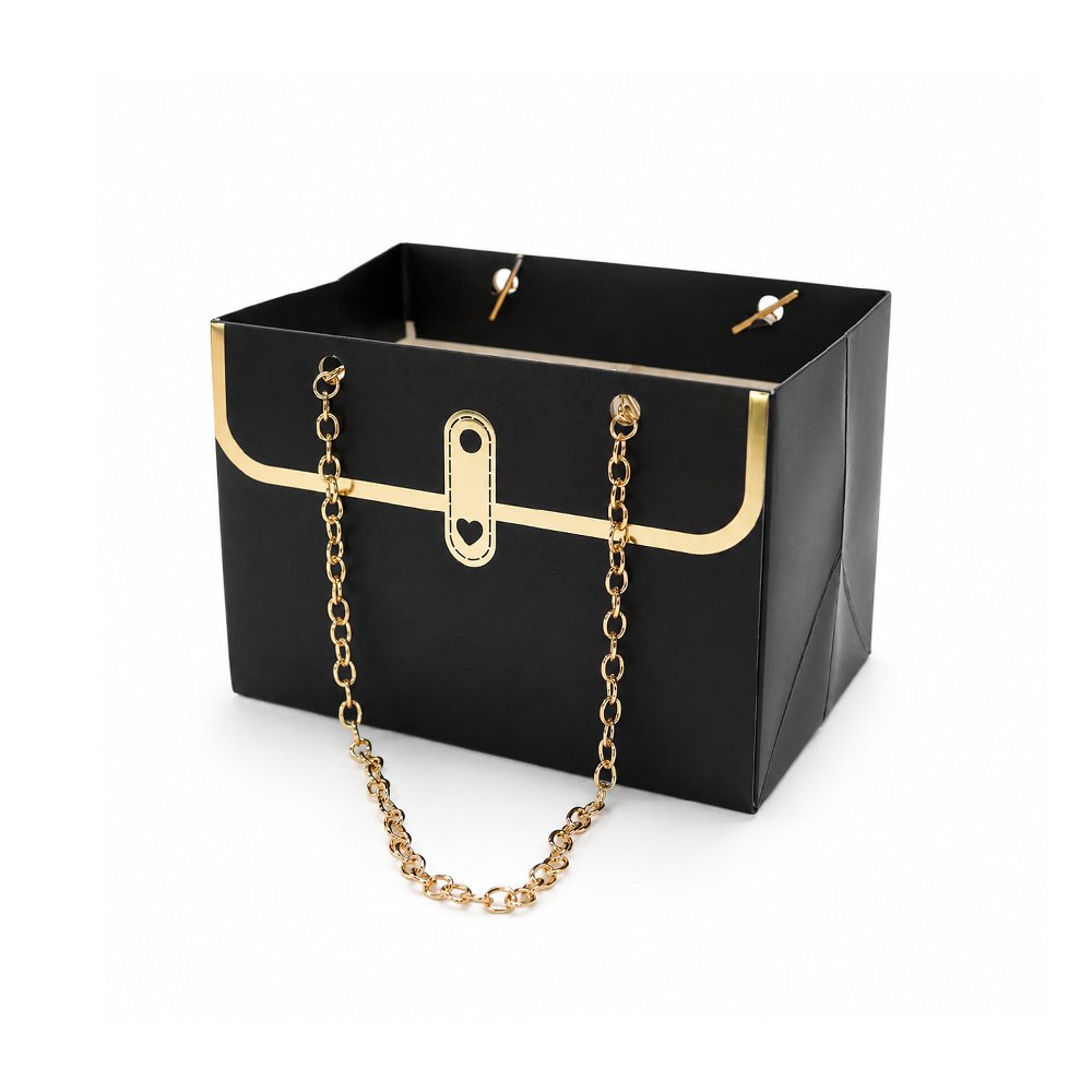 Embossed Waterproof Cardboard Paper Bag with Chain - Image 2