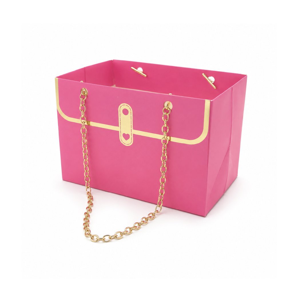 Embossed Waterproof Cardboard Paper Bag with Chain