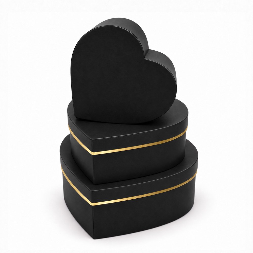 Set of 3 Foil-Stamped Heart-Shaped Flower Boxes - Image 2