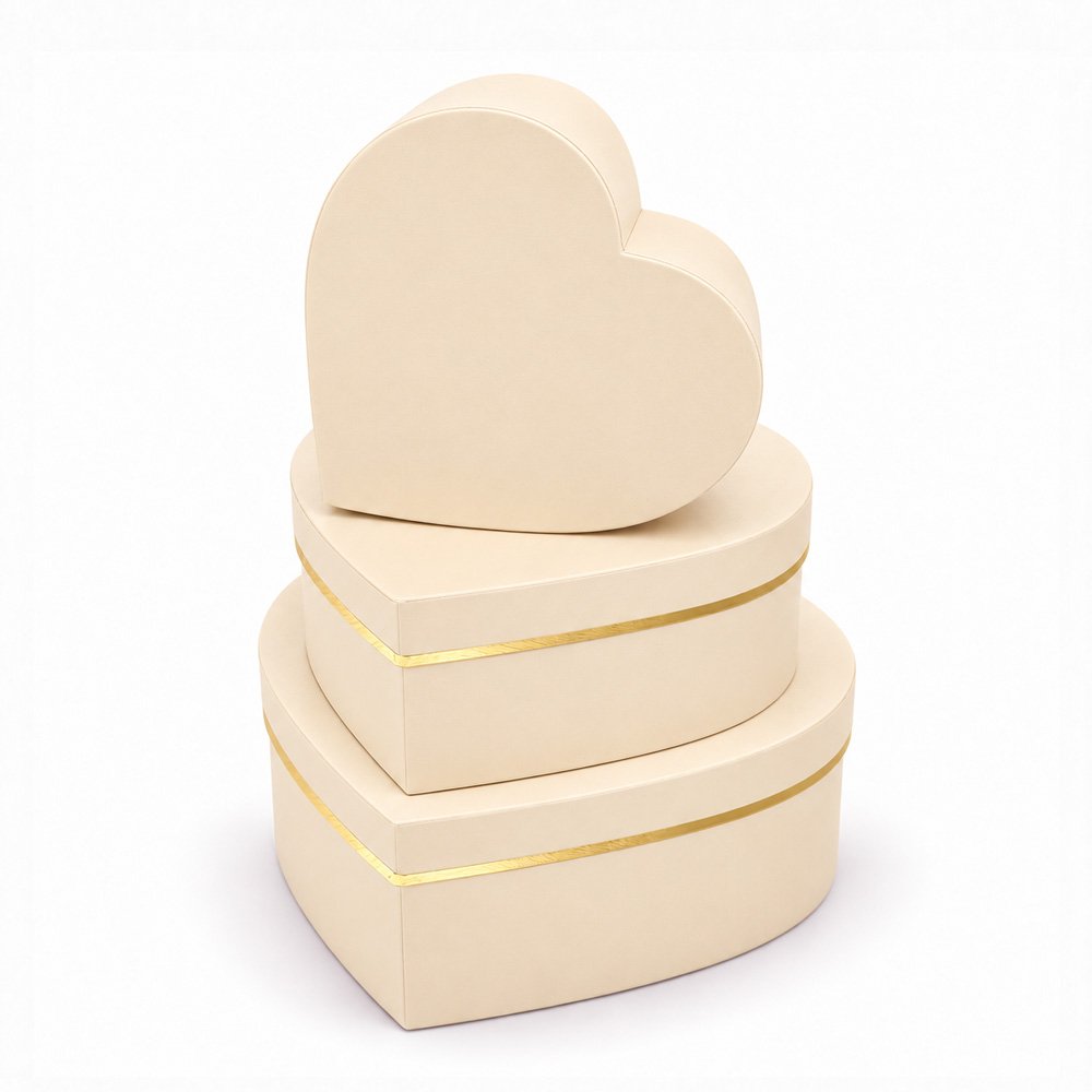 Set of 3 Foil-Stamped Heart-Shaped Flower Boxes - Image 3