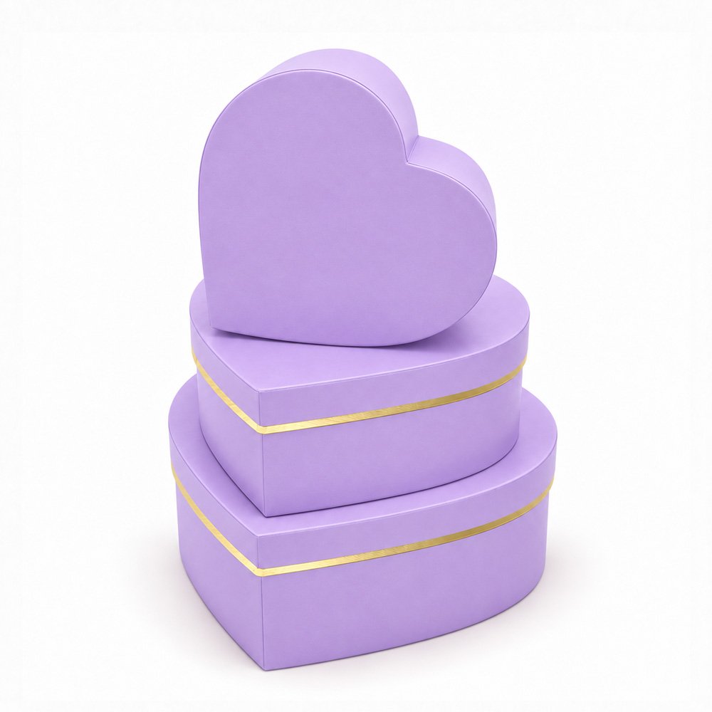 Set of 3 Foil-Stamped Heart-Shaped Flower Boxes - Image 4