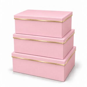 Set of 3 Foil-Stamped Rectangular Flower Boxes