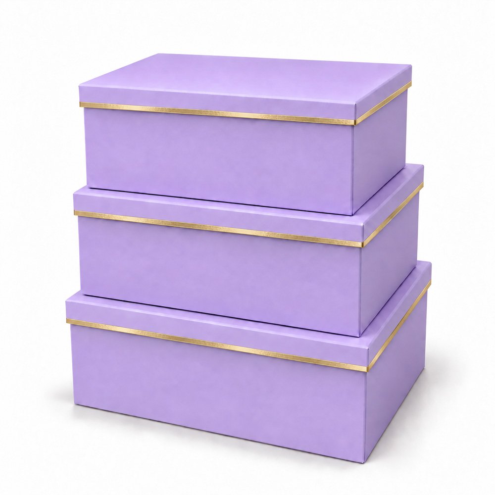 Set of 3 Foil-Stamped Rectangular Flower Boxes - Image 4