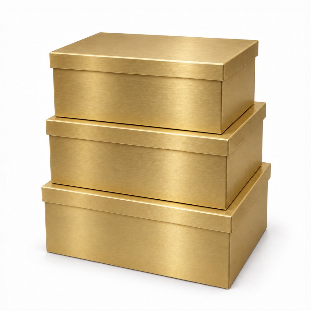Set of 3 Gold Rectangular Flower Boxes