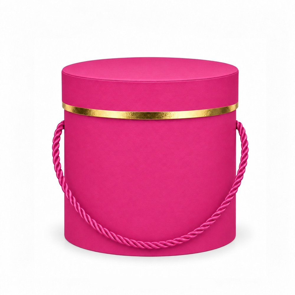 Foil-Stamped Round Flower Box with Rope Handles - Ø 12.2 × 12.7 cm (D × H) - Image 4