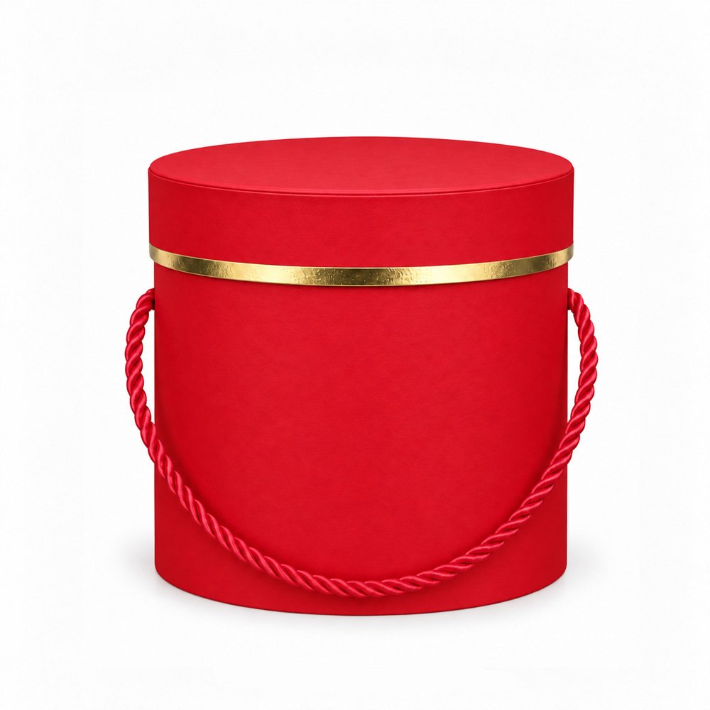 Foil-Stamped Round Flower Box with Rope Handles - Ø 12.2 × 12.7 cm (D × H) - Image 5