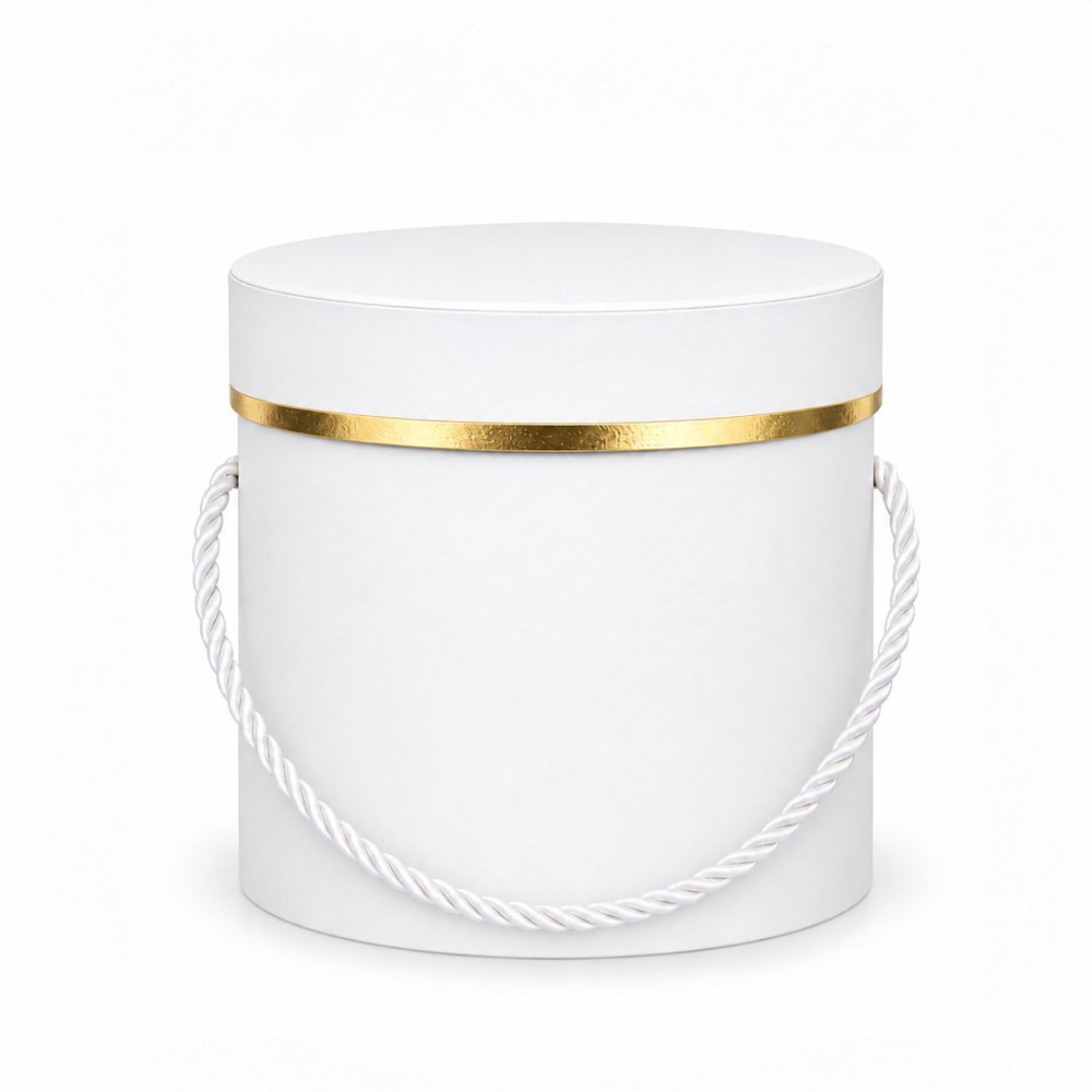Foil-Stamped Round Flower Box with Rope Handles - Ø 12.2 × 12.7 cm (D × H) - Image 6