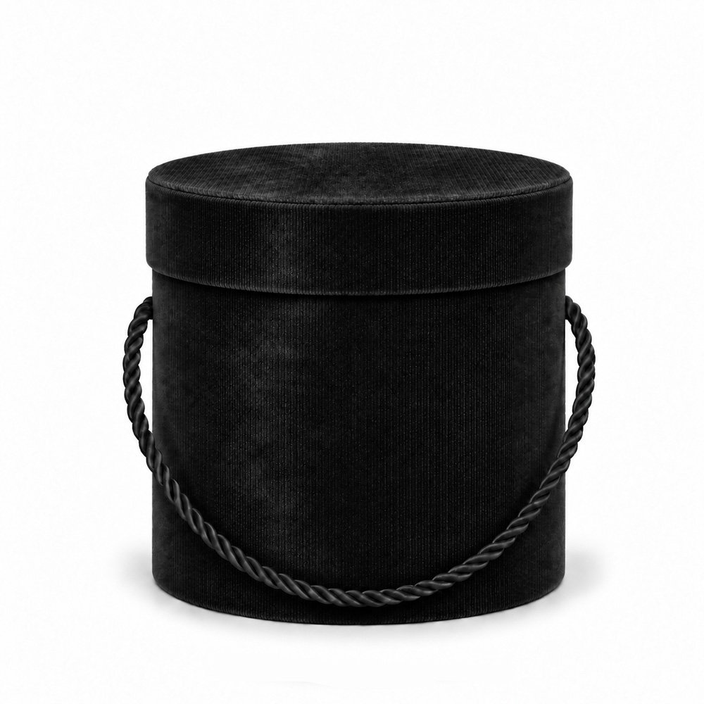 Velvet Round Flower Box with Rope Handles - Ø 12.2 × 12.7 cm (D × H) - Imagen 2