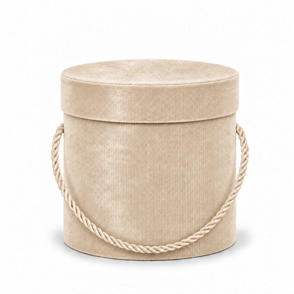 Velvet Round Flower Box with Rope Handles - Ø 12.2 × 12.7 cm (D × H) - Imagen 3
