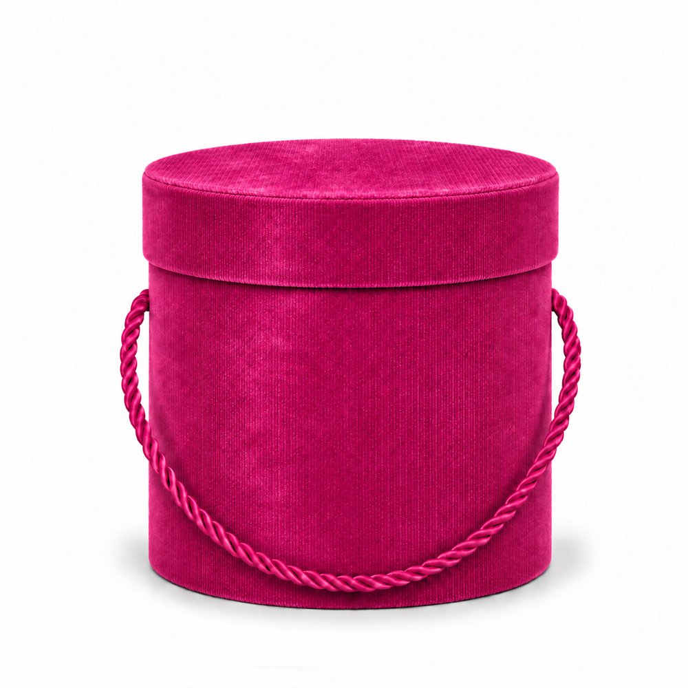 Velvet Round Flower Box with Rope Handles - Ø 12.2 × 12.7 cm (D × H) - Imagen 4