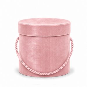 Velvet Round Flower Box with Rope Handles - Ø 12.2 × 12.7 cm (D × H)