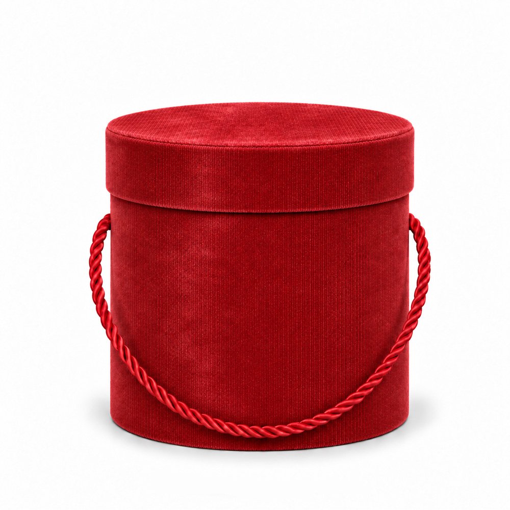 Velvet Round Flower Box with Rope Handles - Ø 12.2 × 12.7 cm (D × H) - Imagen 5