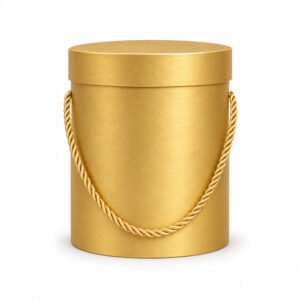 Gold Round Flower Box with Rope Handles - Ø 13.5 × 18 cm (D × H)