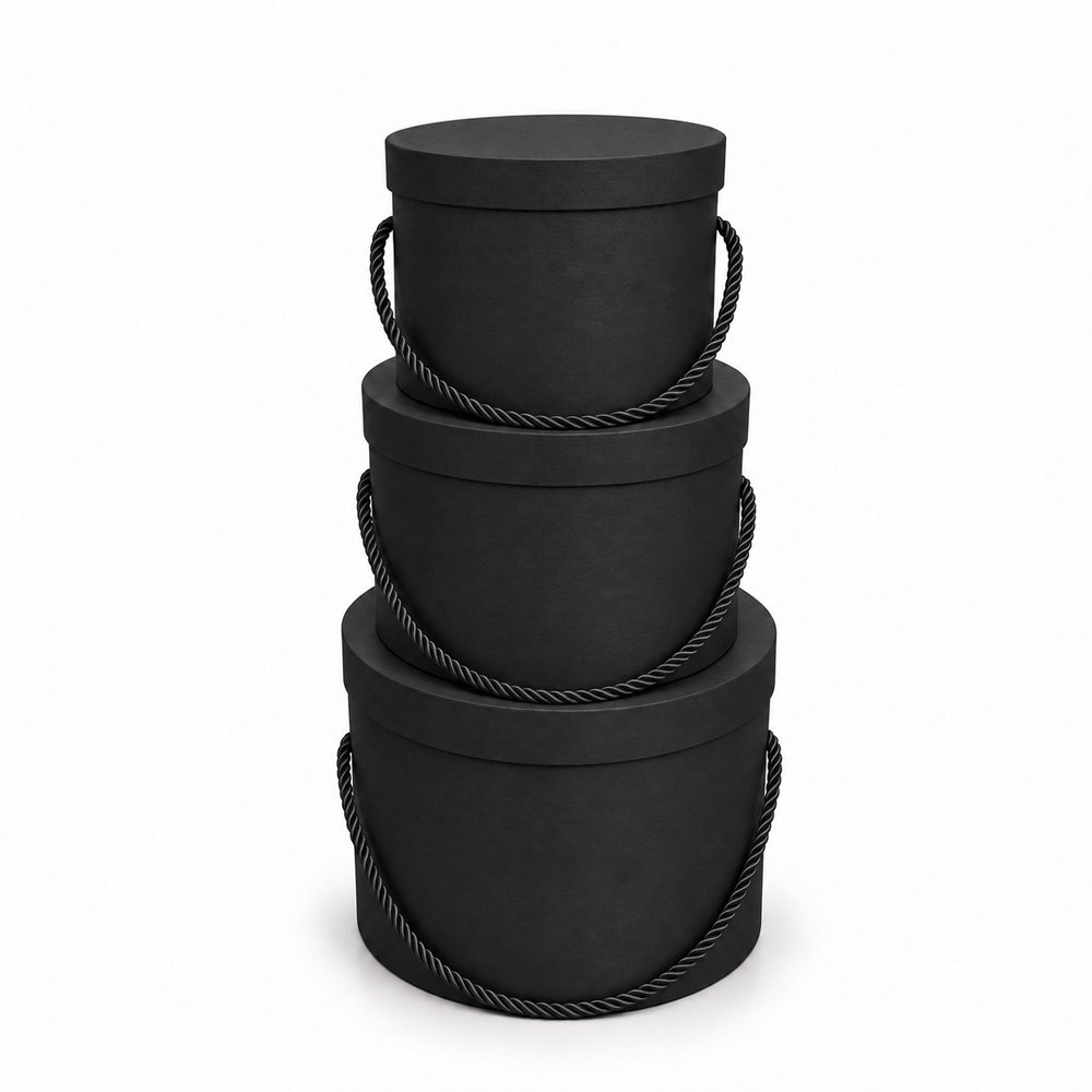 Set of 3 Round Flower Boxes with Rope Handles - Image 2