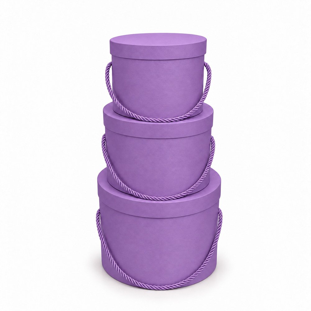 Set of 3 Round Flower Boxes with Rope Handles - Image 3