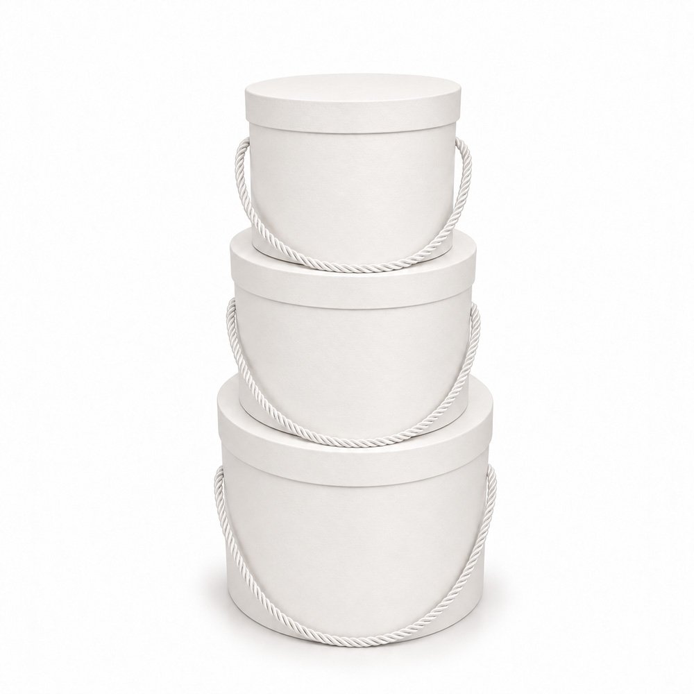Set of 3 Round Flower Boxes with Rope Handles - Image 5