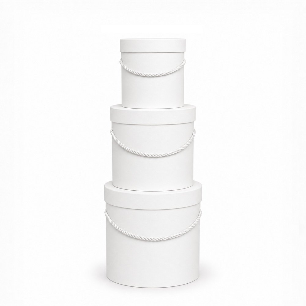 Set of 3 Round Flower Boxes with Rope Handles - Image 5