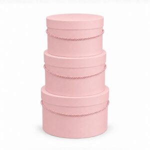Set of 3 Round Flower Boxes with Rope Handles
