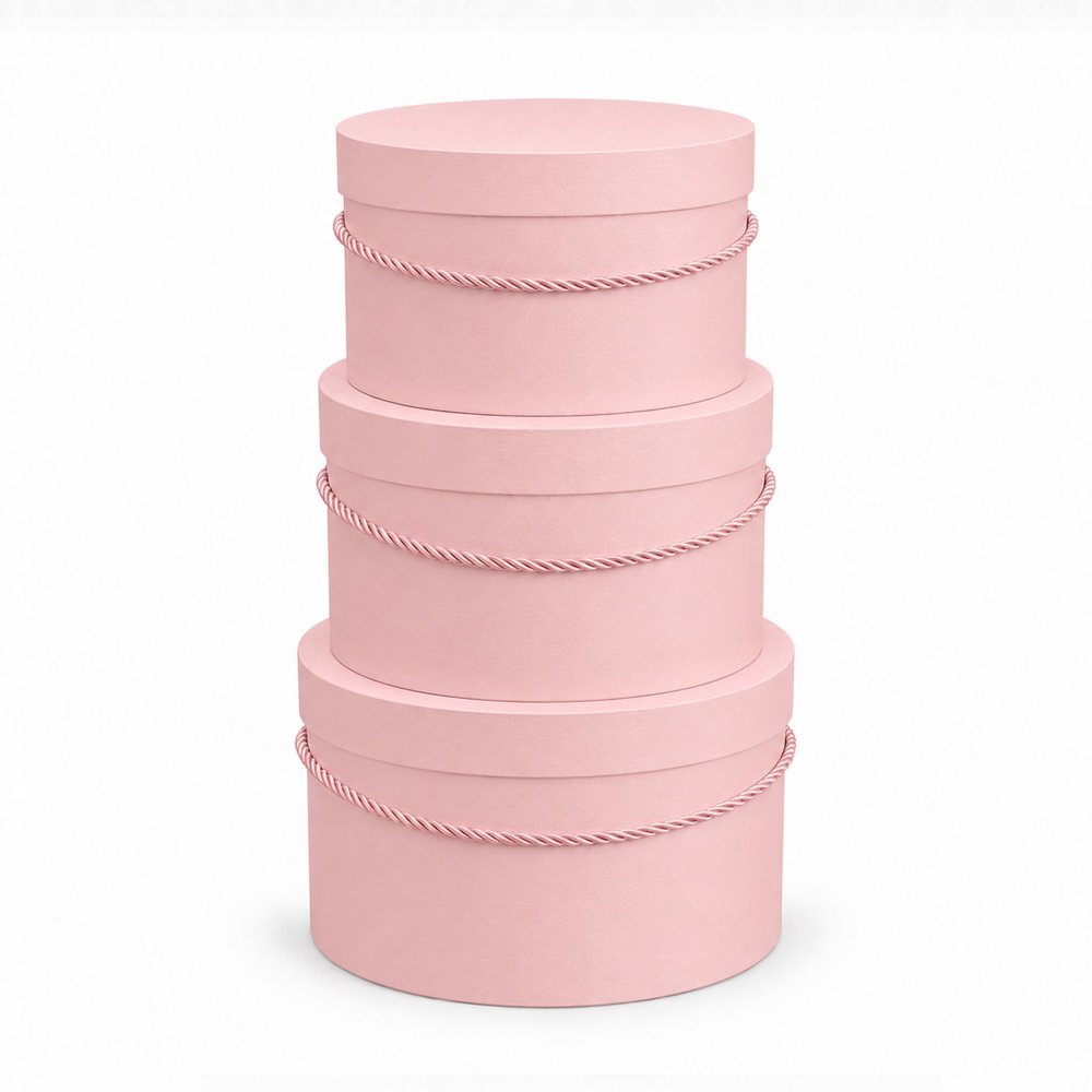 Set of 3 Round Flower Boxes with Rope Handles