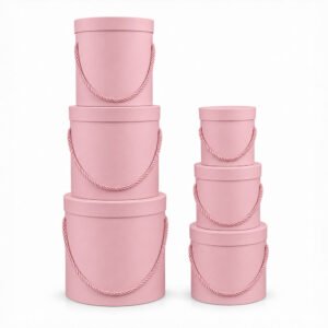 Set of 6 Round Flower Boxes with Rope Handles