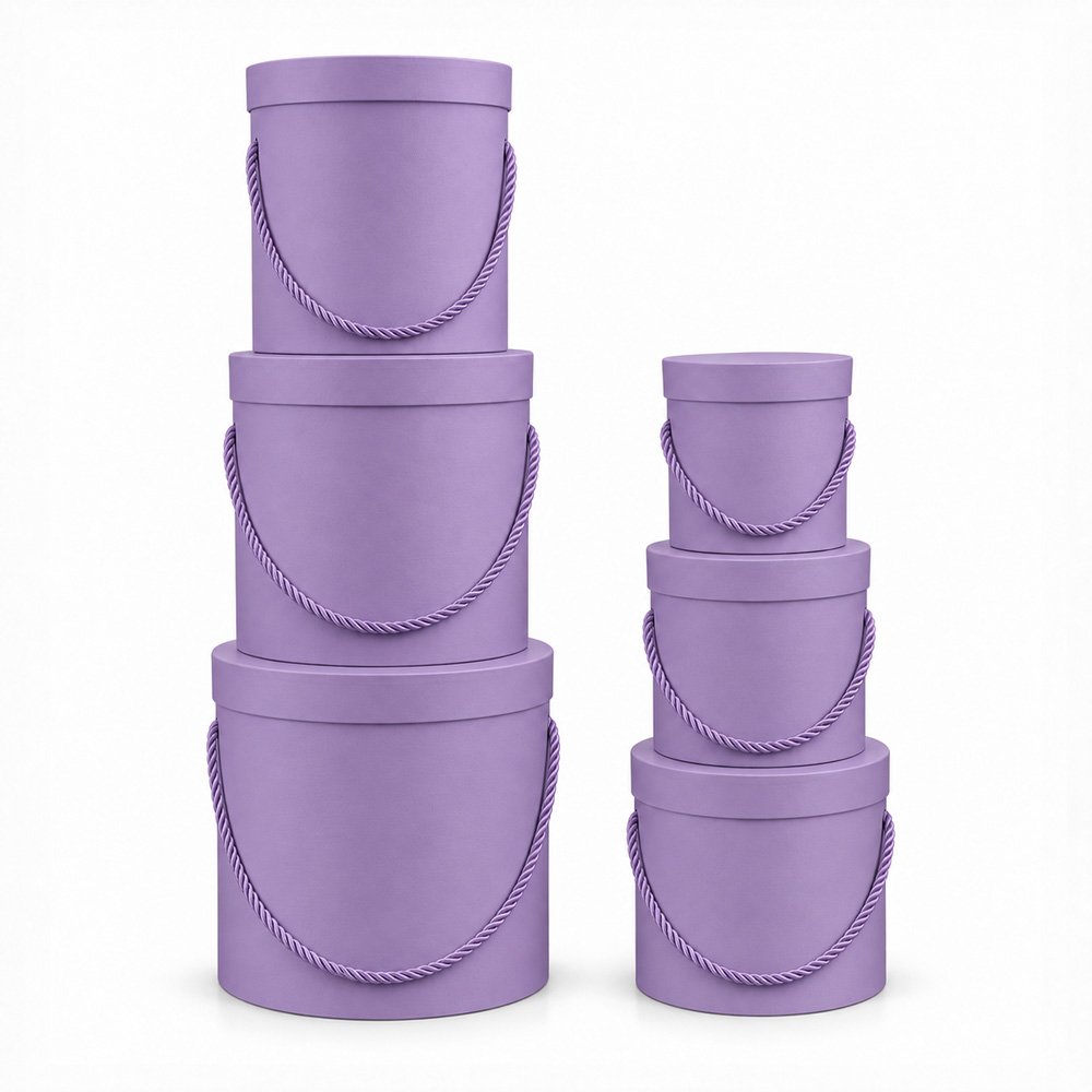 Set of 6 Round Flower Boxes with Rope Handles - Image 2