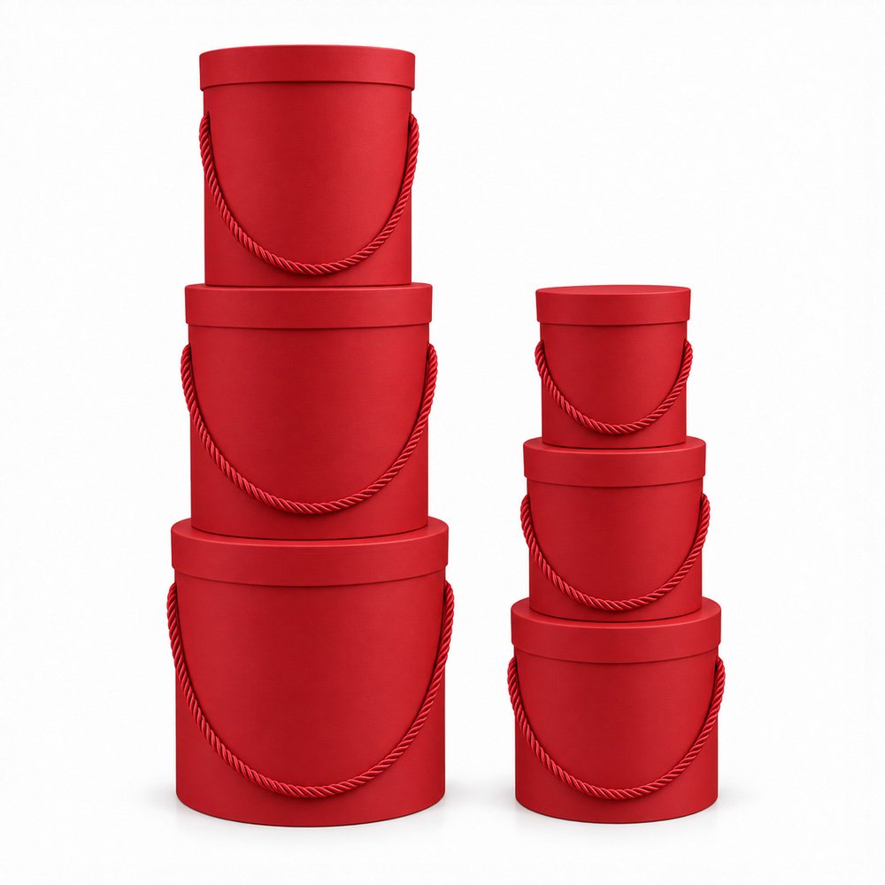 Set of 6 Round Flower Boxes with Rope Handles - Image 3