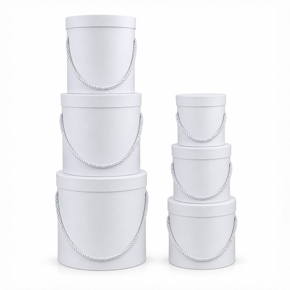 Set of 6 Round Flower Boxes with Rope Handles - Image 4