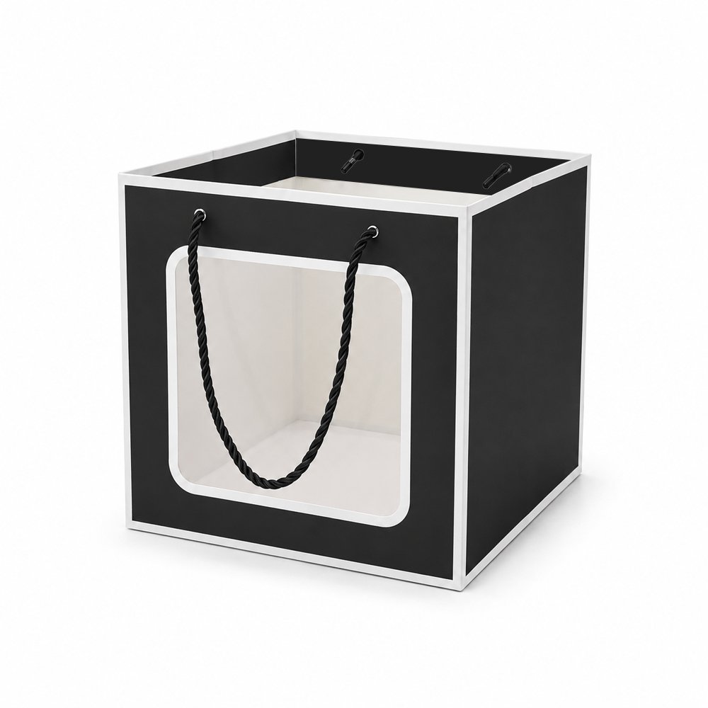 Square Cardboard Paper Bag with Window - Image 2