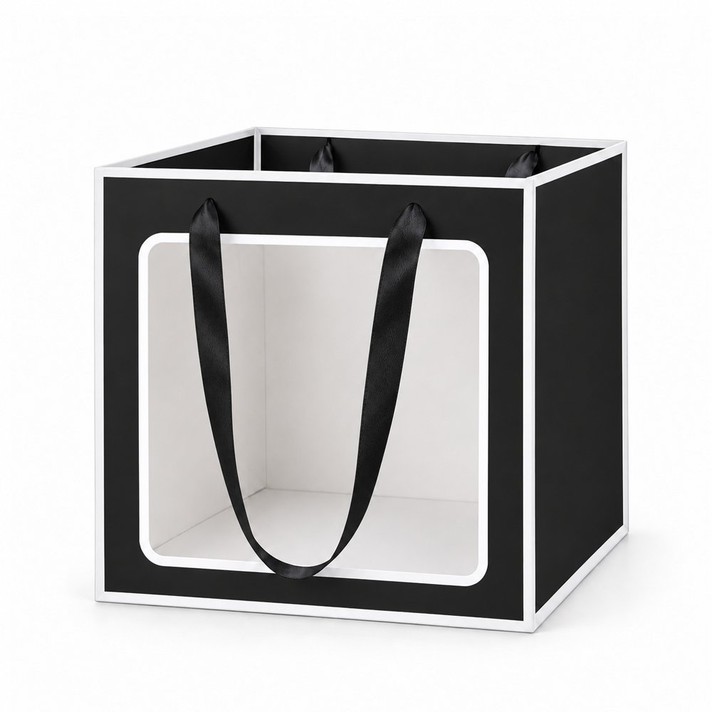 Square Cardboard Paper Bag with Window - Image 5