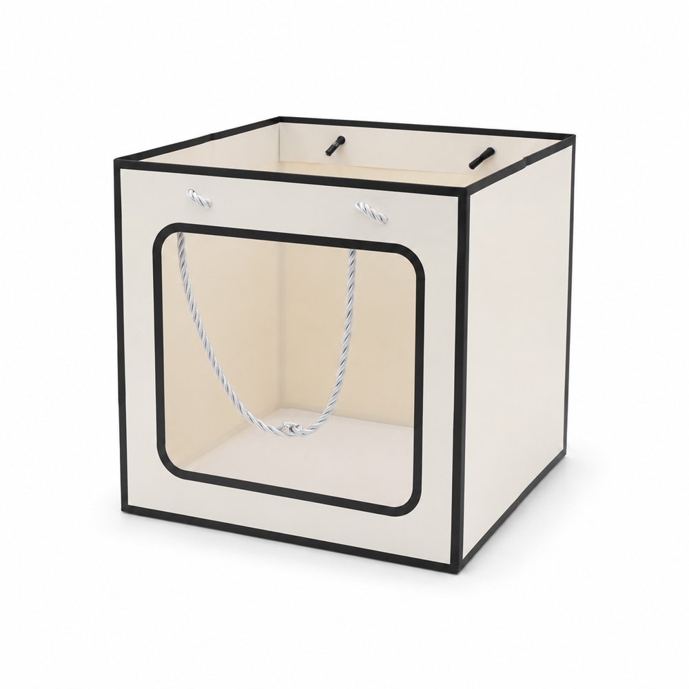 Square Cardboard Paper Bag with Window - Image 6