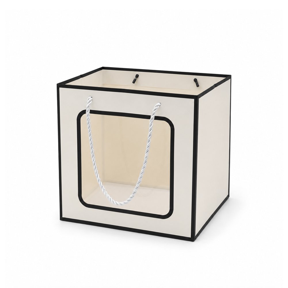Square Cardboard Paper Bag with Window - Image 7