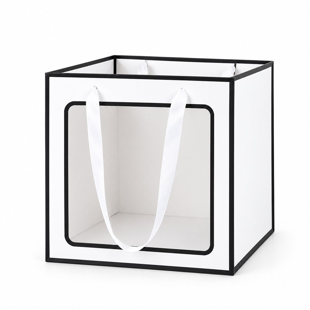 Square Cardboard Paper Bag with Window - Image 8