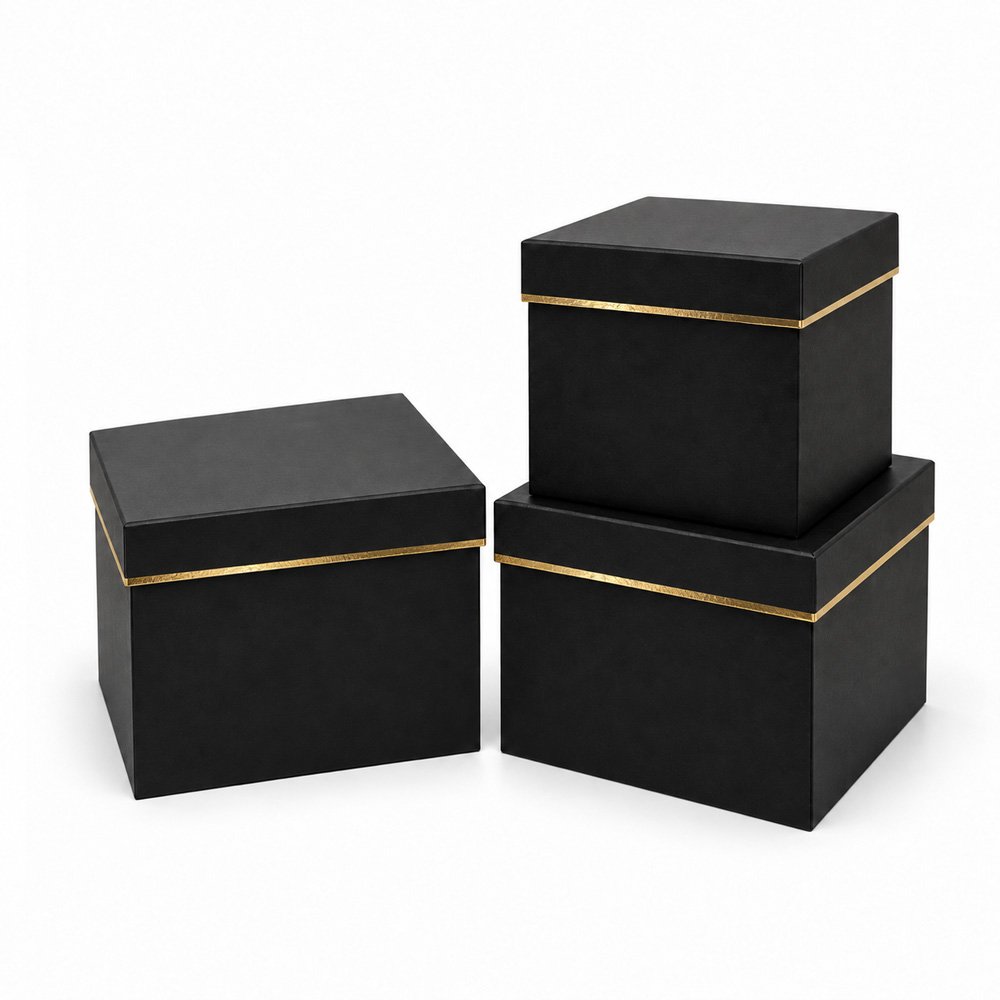 Set of 3 Foil-Stamped Square Flower Boxes - Image 2