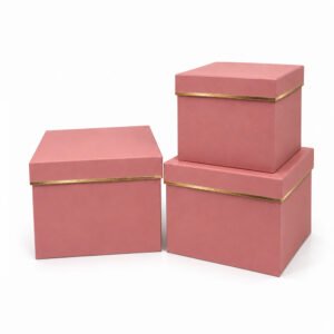 Set of 3 Foil-Stamped Square Flower Boxes