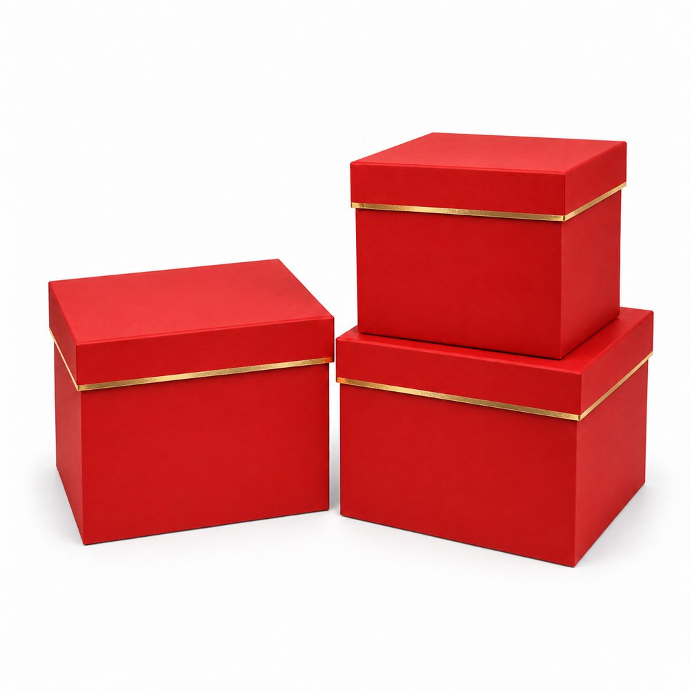 Set of 3 Foil-Stamped Square Flower Boxes - Image 3