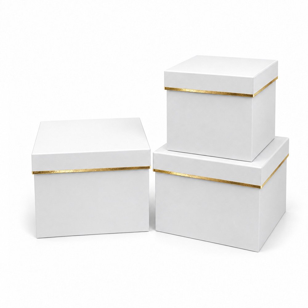 Set of 3 Foil-Stamped Square Flower Boxes - Image 4