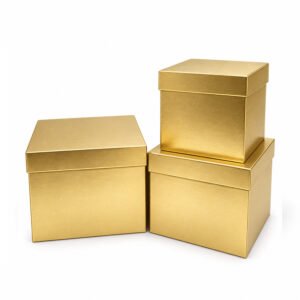 Set of 3 Gold Square Flower Boxes