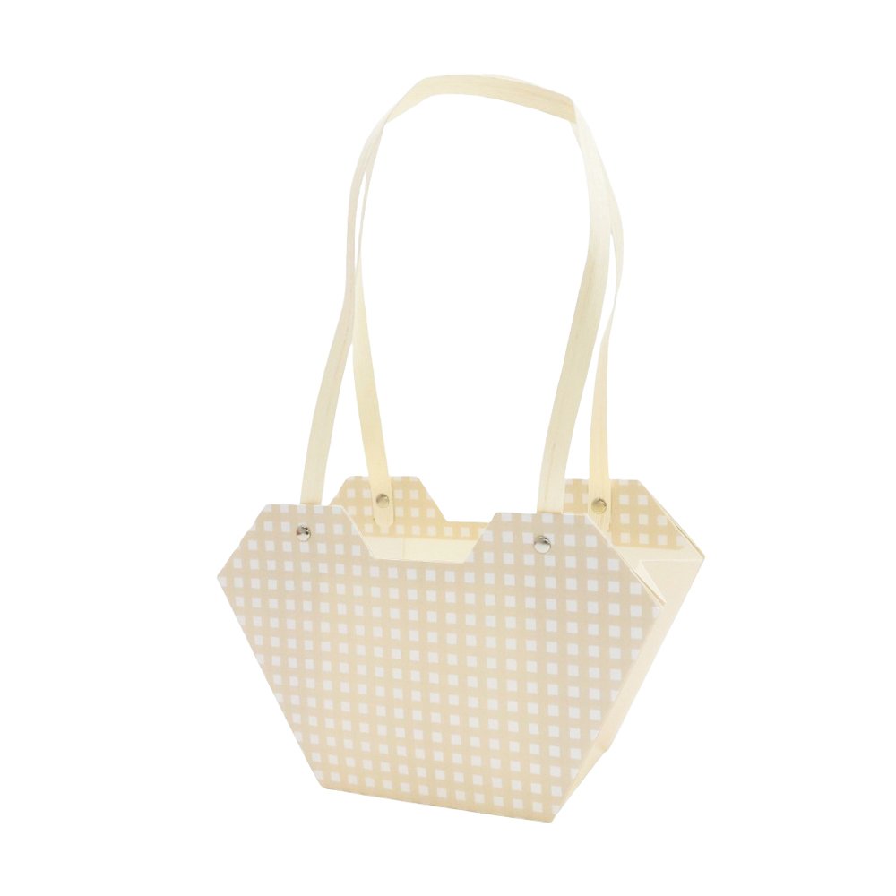 Checkered Waterproof Cardboard Flower Bag with Paper Handles - Image 6