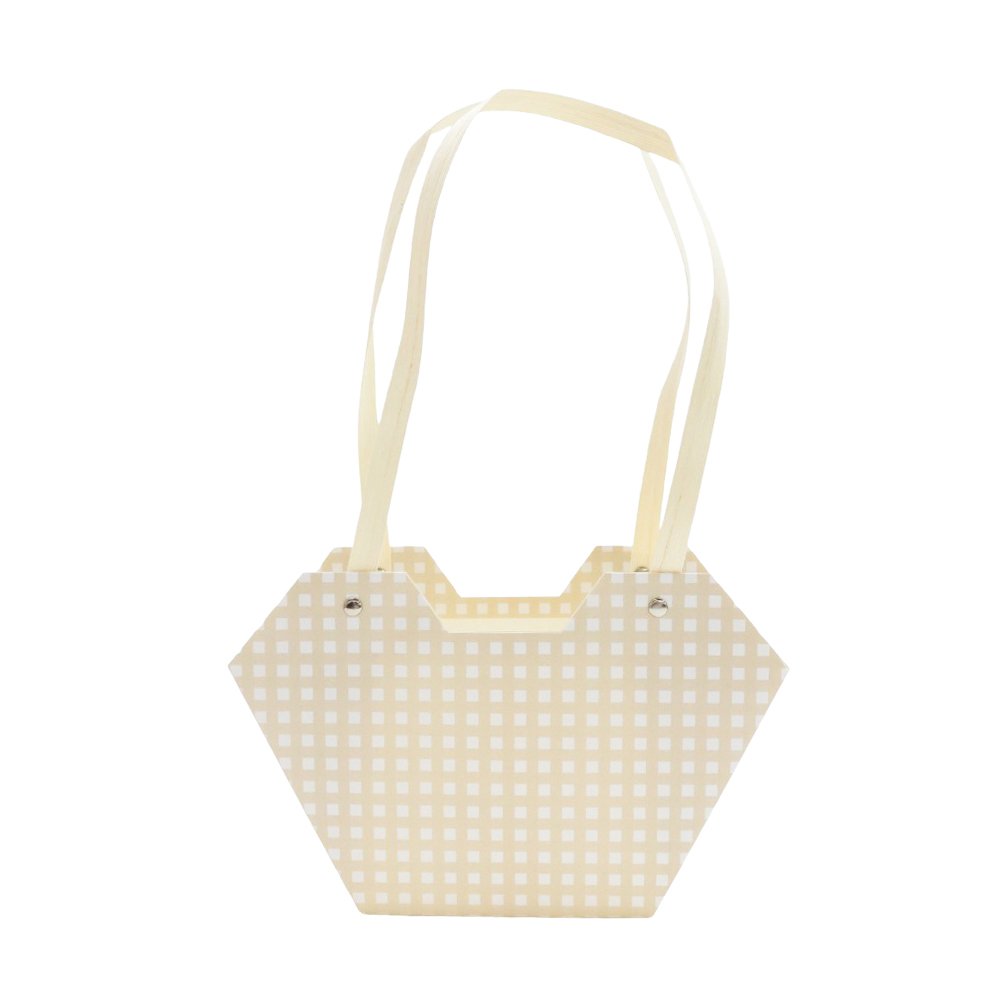 Checkered Waterproof Cardboard Flower Bag with Paper Handles - Image 5