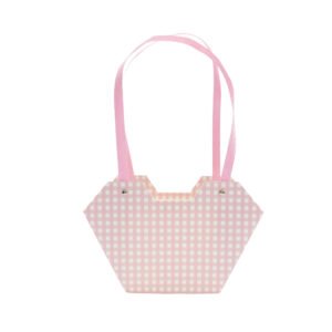 Checkered Waterproof Cardboard Flower Bag with Paper Handles