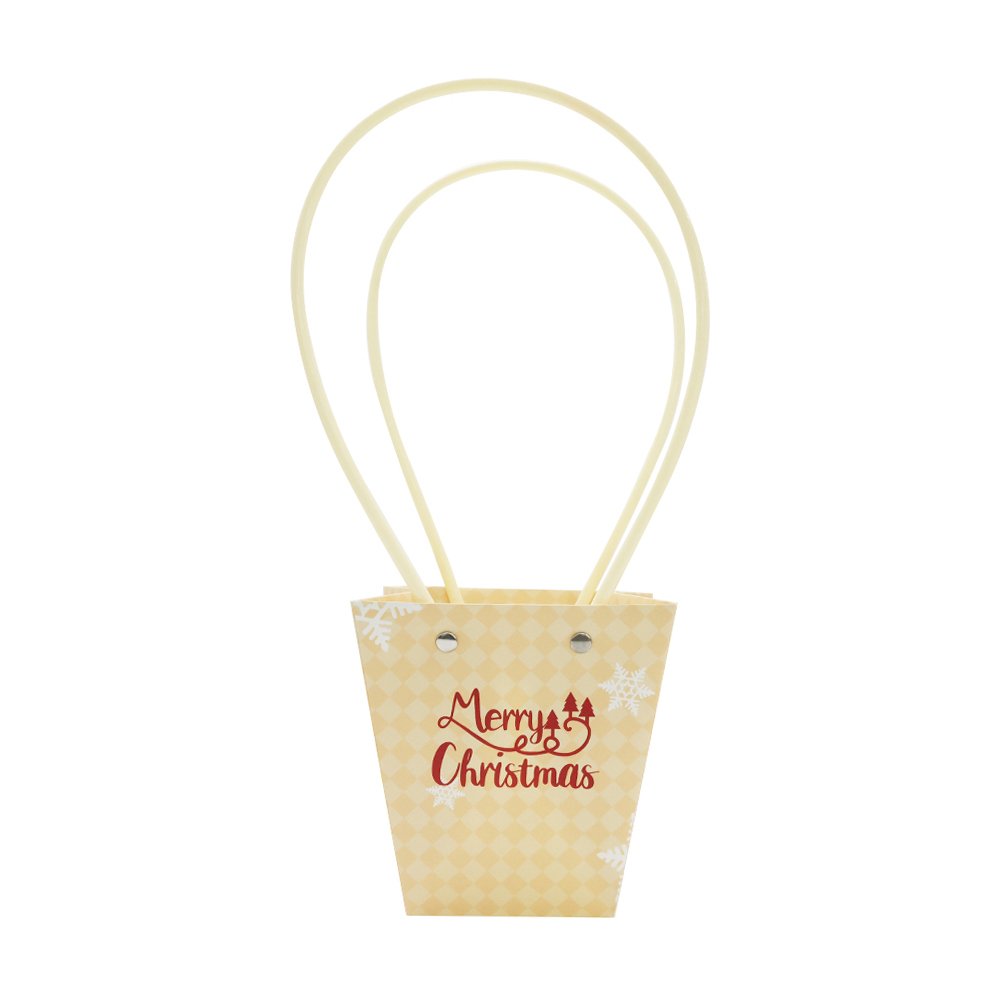 Christmas Checkered Waterproof Cardboard Flower Bag with PVC Handles - Image 5