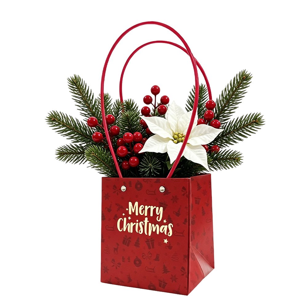 Christmas Speckle-Print Waterproof Cardboard Flower Bag - Image 9