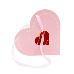 Heart-Shaped Cardboard Flower Bag with Satin Ribbon Handles