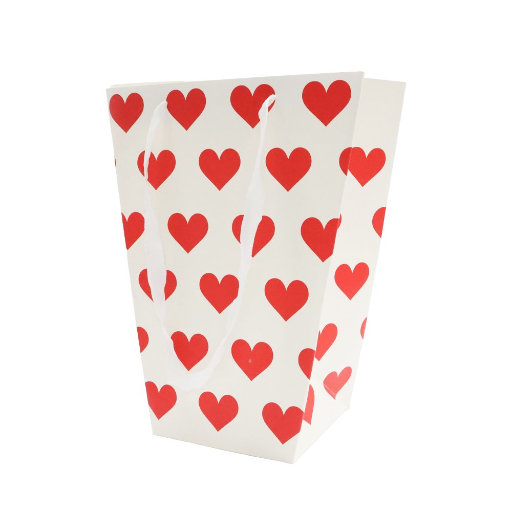 Red Heart-Print T-Shaped Cardboard Flower Bag - Image 2