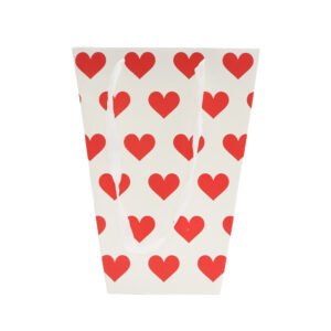 Red Heart-Print T-Shaped Cardboard Flower Bag