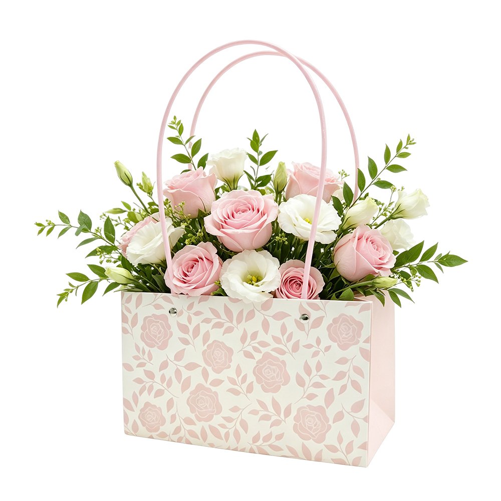 Leaf-Print Waterproof Rectangular Cardboard Flower Bag - Image 2