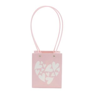 Patchwork Heart-Print Waterproof Square Cardboard Flower Bag