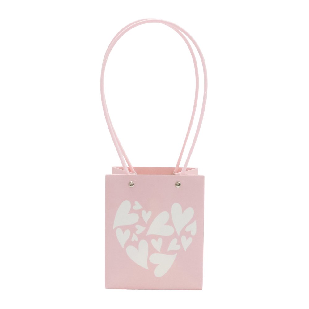 Patchwork Heart-Print Waterproof Square Cardboard Flower Bag