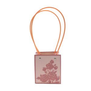 Printed Waterproof Square Cardboard Flower Bag with Translucent Panels