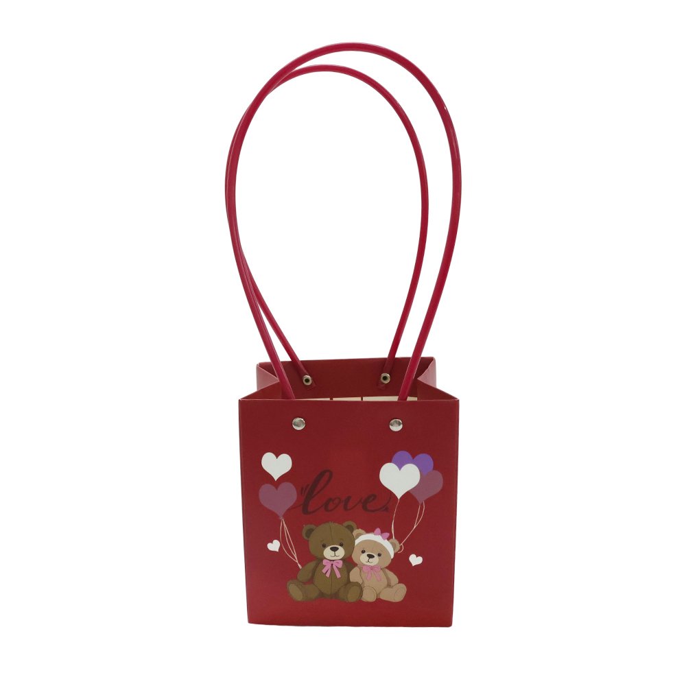 Love and Teddy Bear Print Waterproof Square Cardboard Flower Bag - Image 10